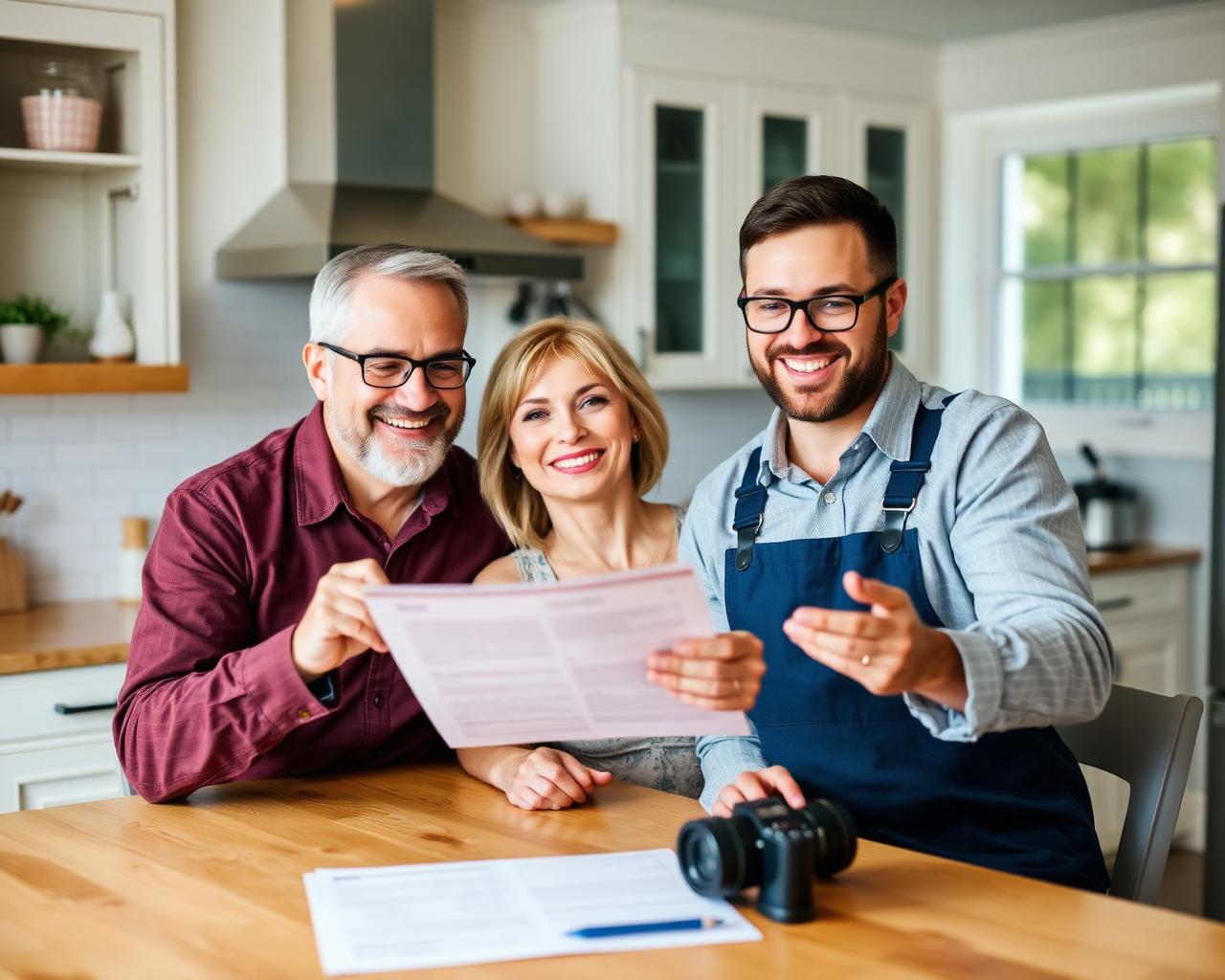 Florida homeowners reviewing roof financing paperwork