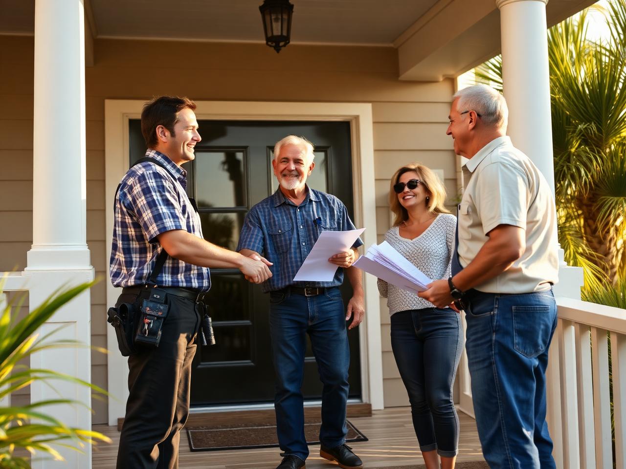 Florida couple approved for roof financing on their front porch